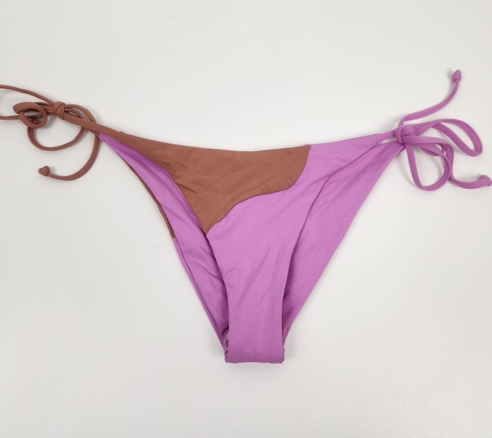 L*Space Dani Bikini Bottom in Pink Brown Size Small Adjustable Tie Straps NWOT
